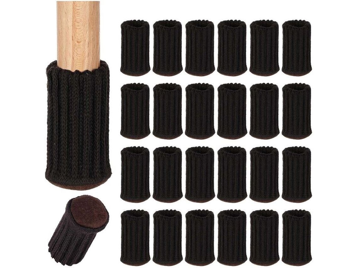 24 Protetores De Patas De Silla, Calcetines Anti-deslizantes Con Almohadilla De Felpa Para Muebles Negro