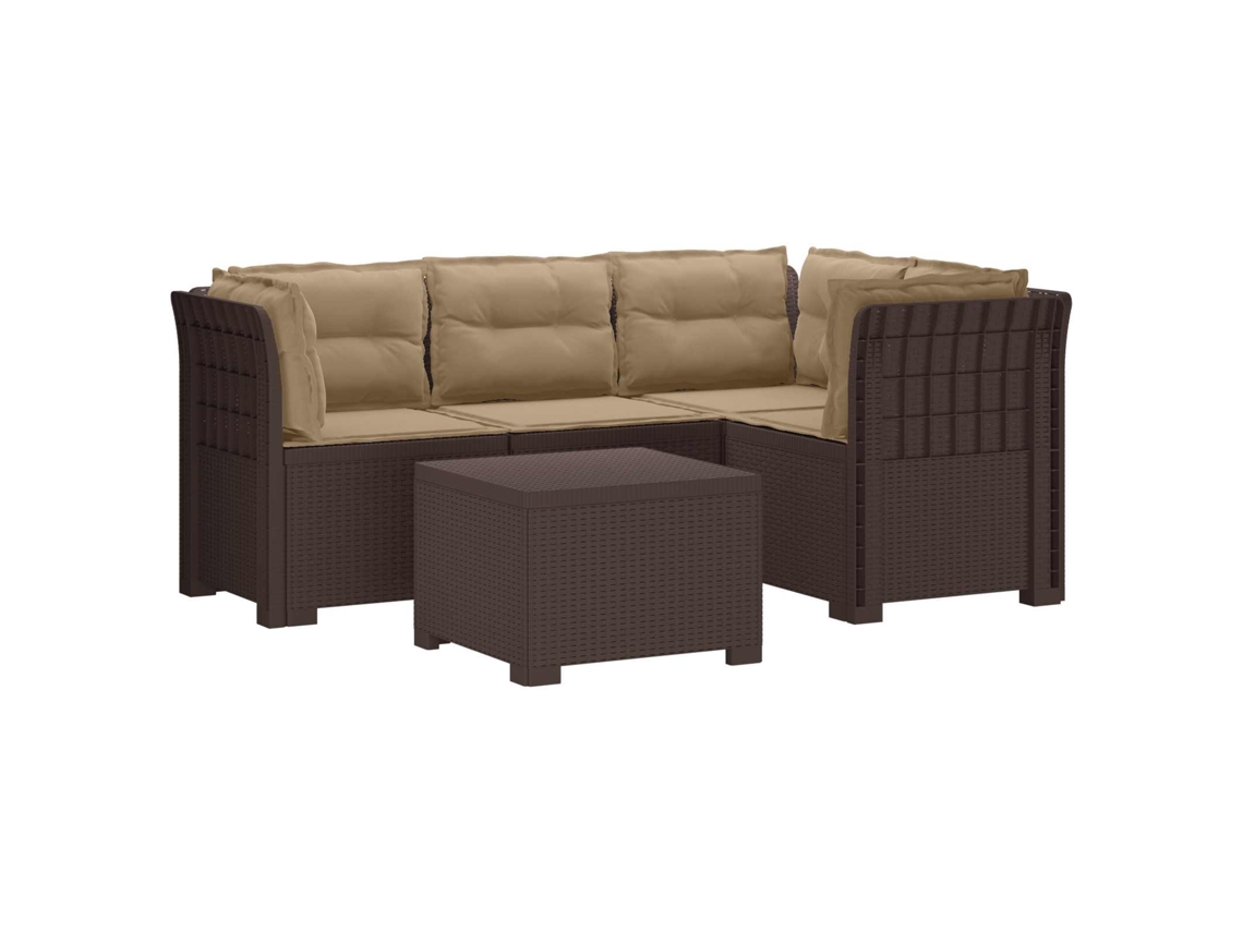 Vidaxl Sofá De Jardim Para 4 Pessoas Com Almofadas Estilo Rattan Pp