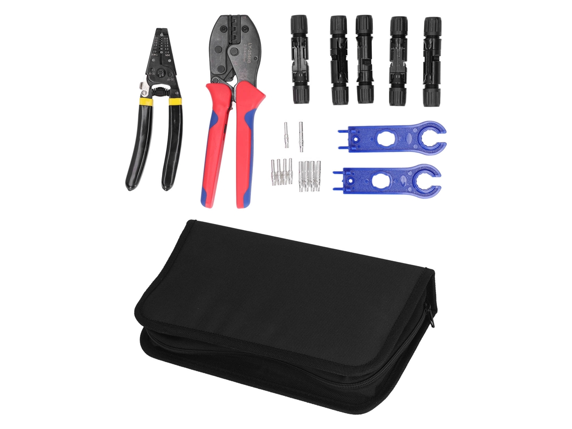 Kit de ferramentas para conector solar com alicate de crimpagem e chaves ajustáveis S/MARCA