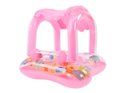 Flotador De Piscina Para Bebê Com Toldo, Assento Inflável, Anéis De Natação, Brinquedo Com Alças E Sininho Rosa