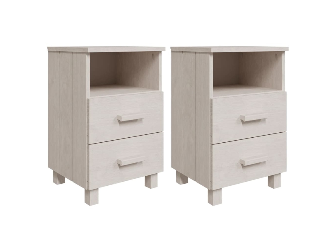 Maison Exclusive - Mesas Cabeceira Hamar 2pcs 40x35x62 Cm Pinho Maciço Branco