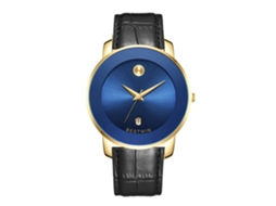 Relógio de Quartzo Masculino MDUG (dourado e Azul Pulseira de Couro)