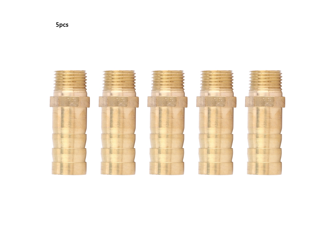 5 Peças Conector Macho Bsp Com Bico De Mangueira 10mm (1/8") Aço Bronzeado