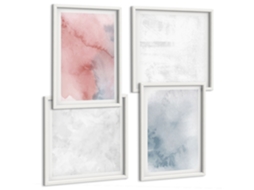 Composição De Quadros Aquarelas Pastel Texturas Espelharte (4 Peças)
