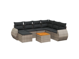 Conjunto de 8 sofás de jardim com almofadões Vime Pe Cinzento MAISON EXCLUSIVE (8 peças)