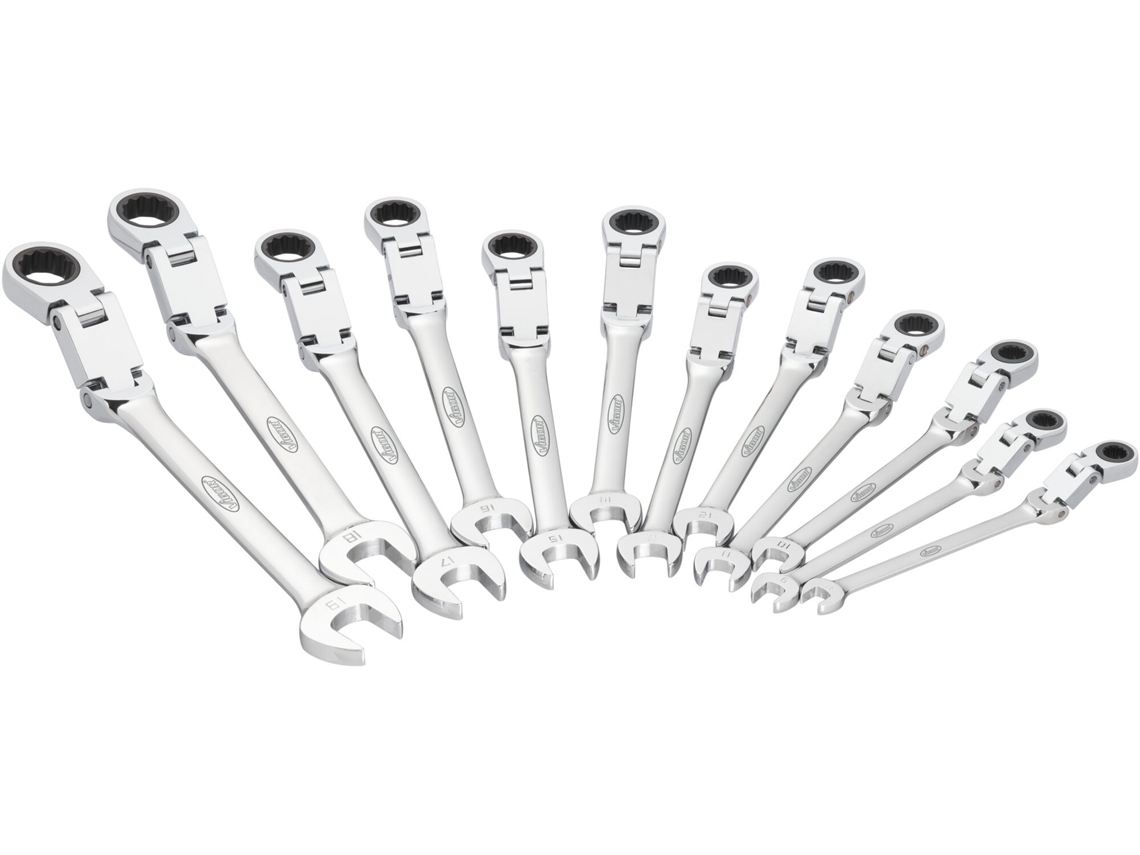 Conjunto de chave catraca combinada VIGOR V6752/12 com junta dupla Perfil hexagonal externo duplo Perfil hexagonal externo Número