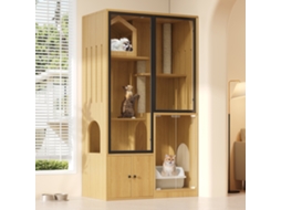 Gaiola Para Gatos 90x50x160 Cm - Quatro Andares, Resistente Ao Inverno, Com Poste Para Arranhar - Cor Bordo