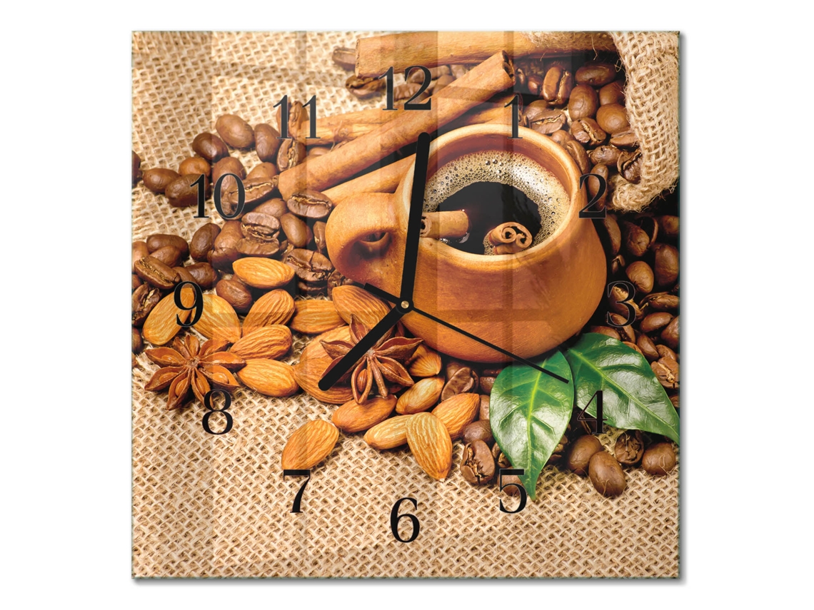 Relógio De Parede De Vidro Bege Espelharte (30x30 Cm)