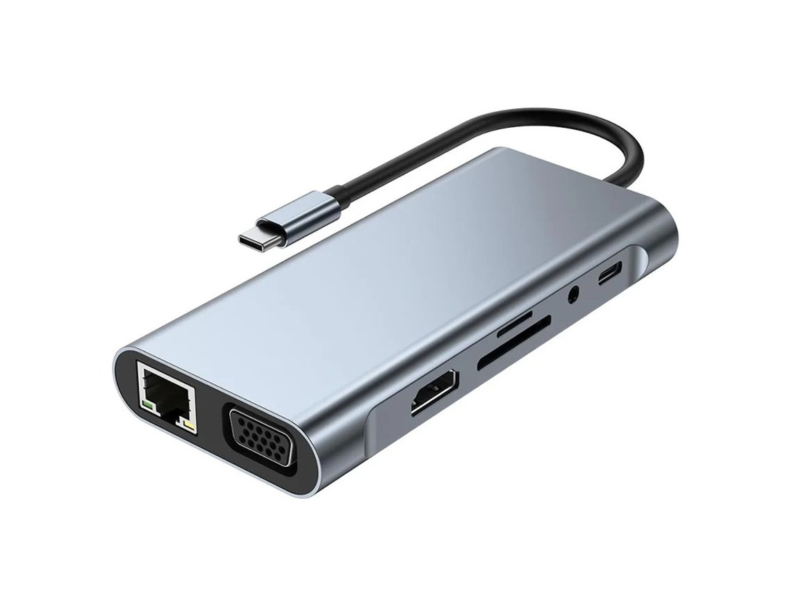 Usb C Hub, Dhttechky 11 Em 1 Adaptador Com 4k Hdmi, Vga, Tipo C Pd, Usb3.0, Rj45 Ethernet, Leitor De Cartão Sd/tf, 3.5mm Aux, Estação Bestvite