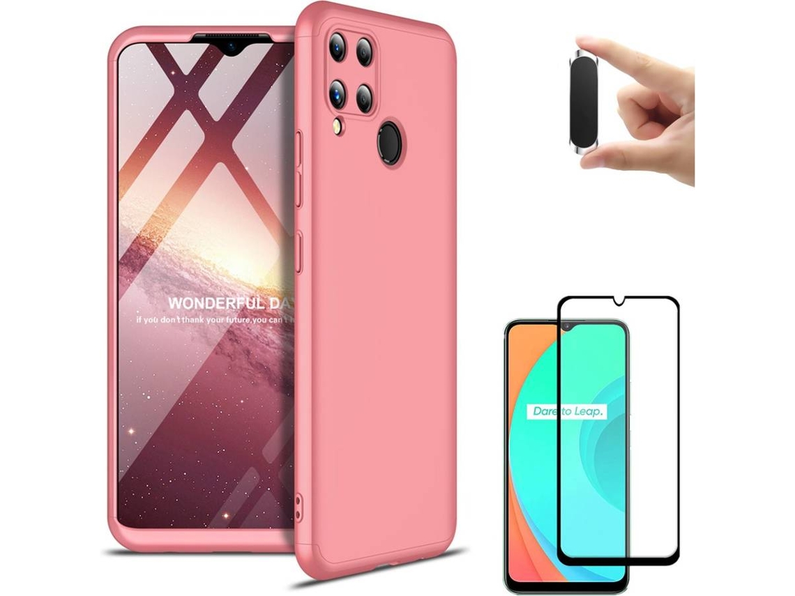 Kit Capa, Película e Suporte para Realme C15 PHONESHIELD BD-GK&9D&MH-PK-RM-C15 Rosa