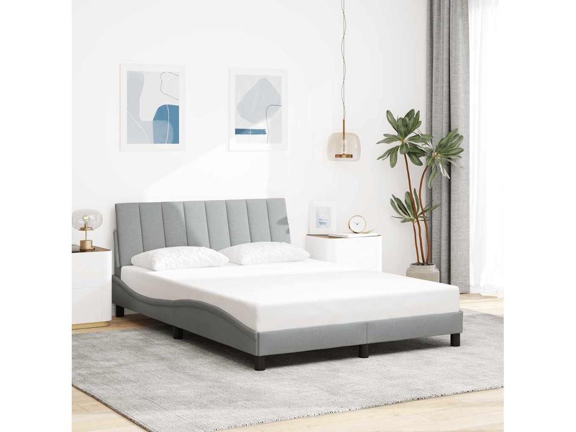 Vidaxl Estrutura De Cama Sem Colchão Hanko 120x200 Cm Tecido Cinzento-claro