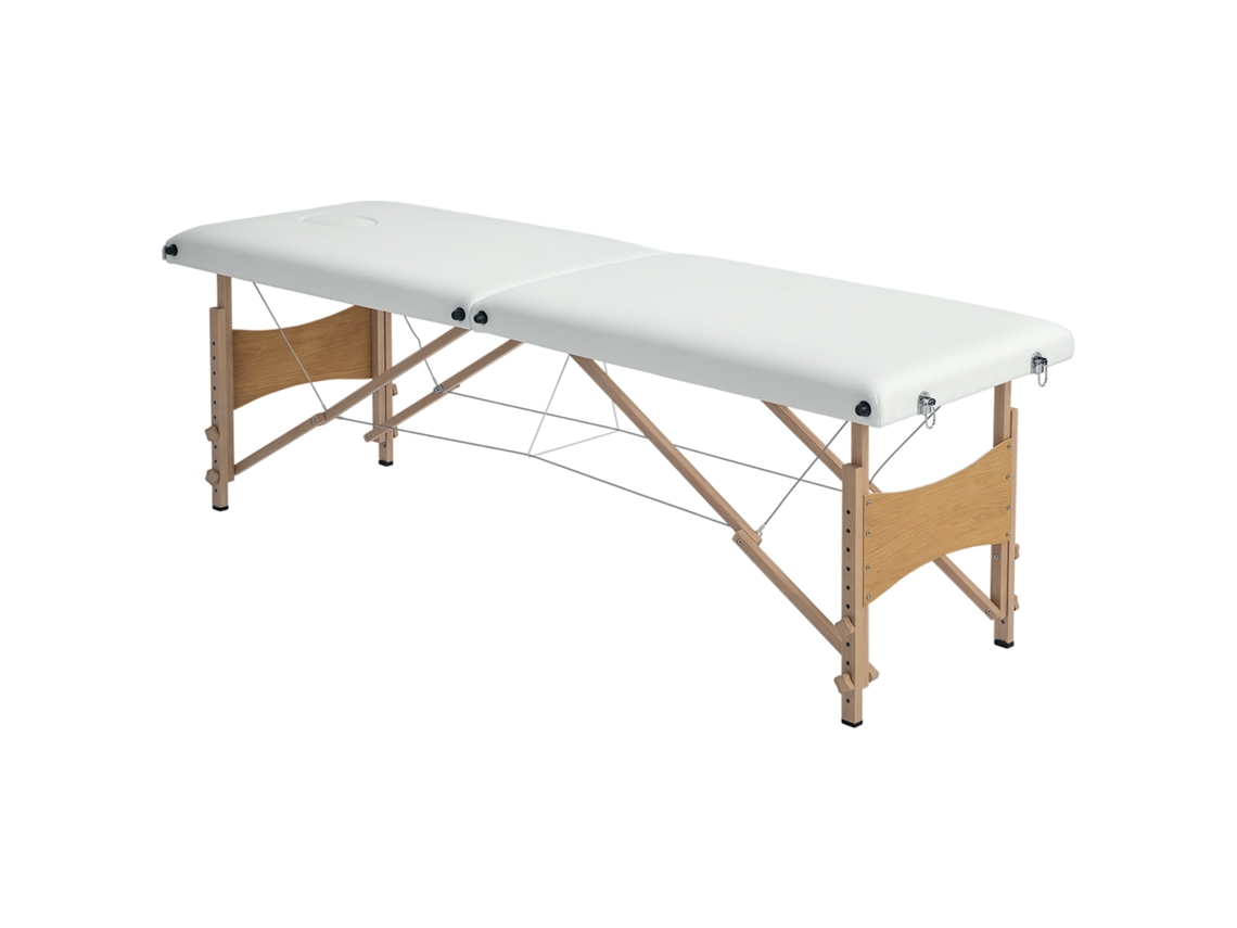 Mesa de Massagem Dobrável, Cama de Massagem de 2 Zonas, Altura Ajustável, Travesseiro Facial Removível, 186 X 60 X 58 81 Cm, Creme