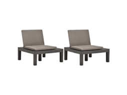 Vidaxl Cadeiras De Jardim Com Almofadões 2 Pcs Plástico Antracite
