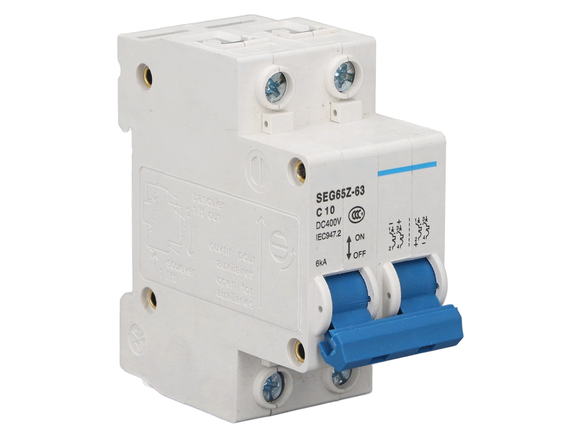 Disjuntor de Circuito Miniatura DC 2p 6KA 400V para Painéis de Sistema Solar PV C10 10A S/MARCA
