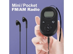 Rádio de bolso preto 2026 com luz de fundo, visor LCD recarregável, rádio AM/FM portátil de 500 mAh