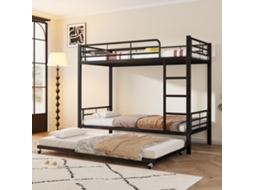 Cama De Ferro Infantil Adolescente Com Cama Extraível 90x200cm 90x190cm Preto