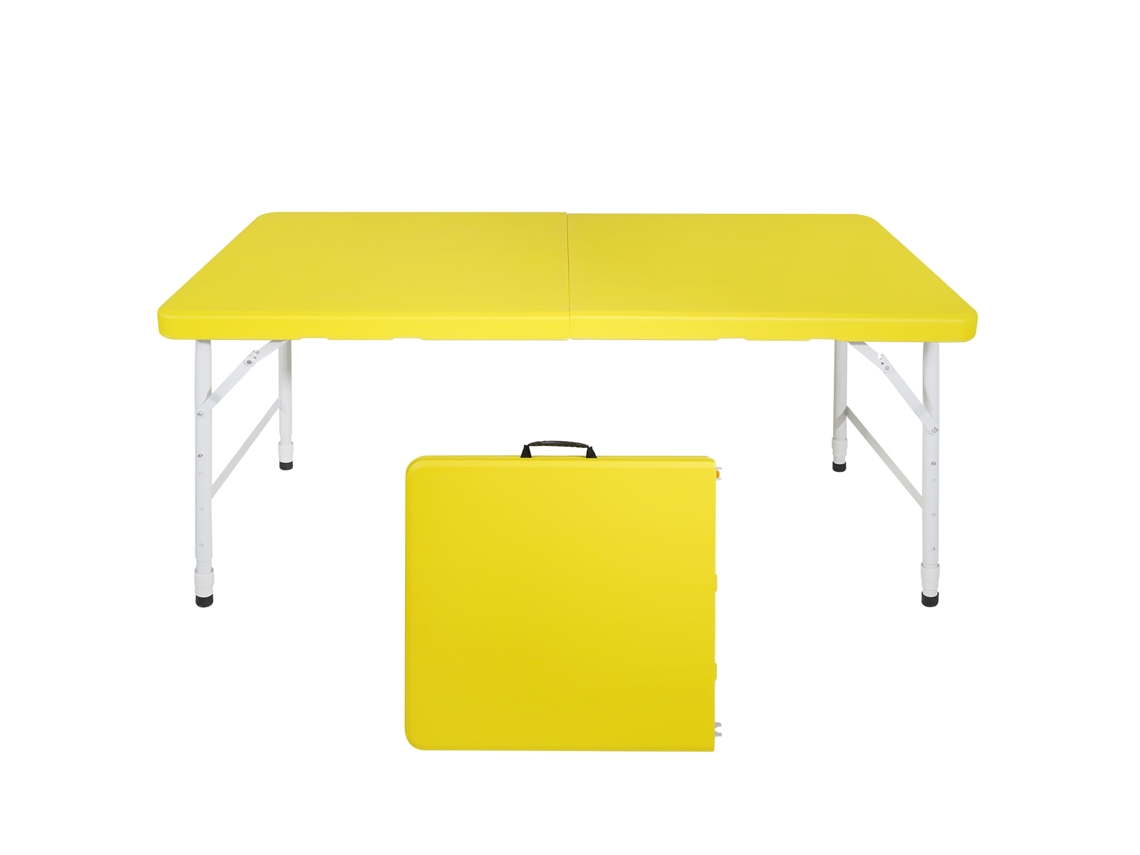 Mesa Dobrável Amarela 125cm, Ajustável, 135kg.-gx