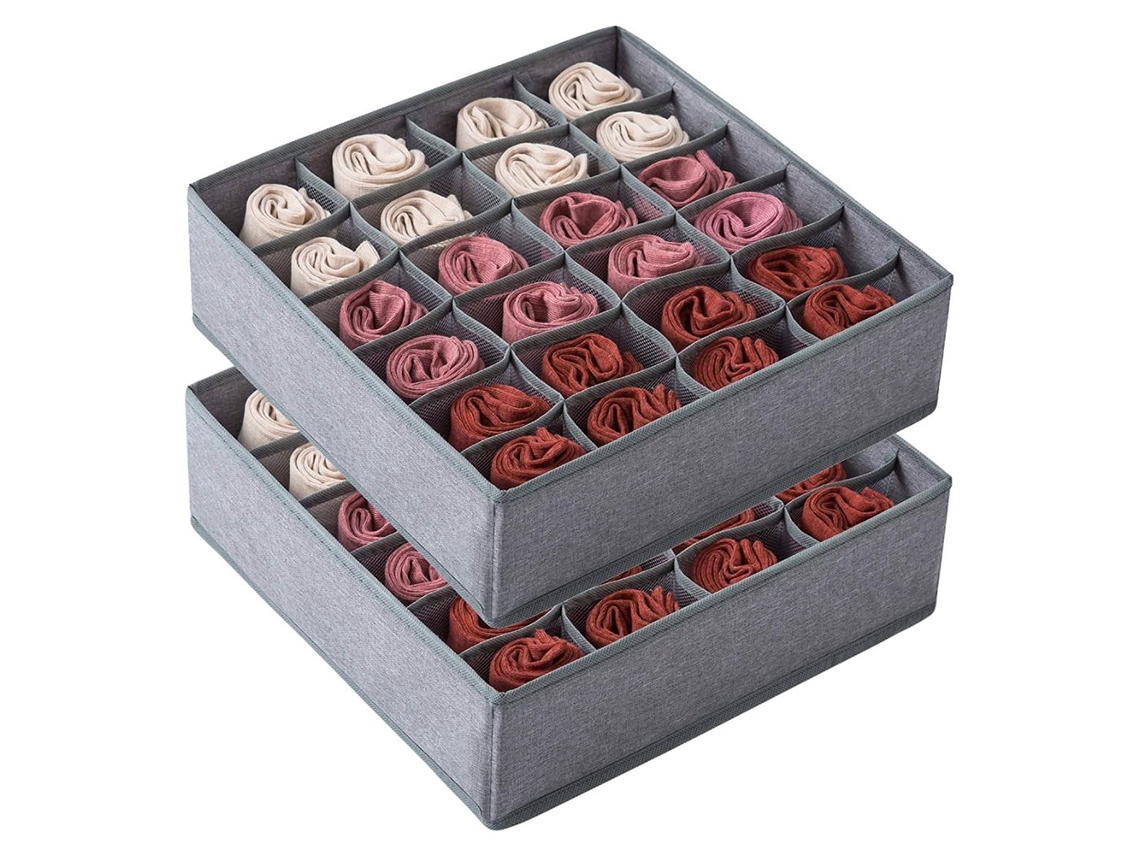 Divisor Organizador de Gaveta de Roupas Íntimas de 2 Unidades 24 Células Ou 16 Células Armário Dobrável Organizador de Armário Caixas de Armazenam