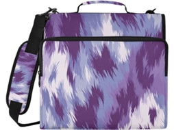 Pasta com 3 argolas de 8 cm com estampa animal, bolsas extras, alça, diversas bolsas, organizador de mesa e escolar