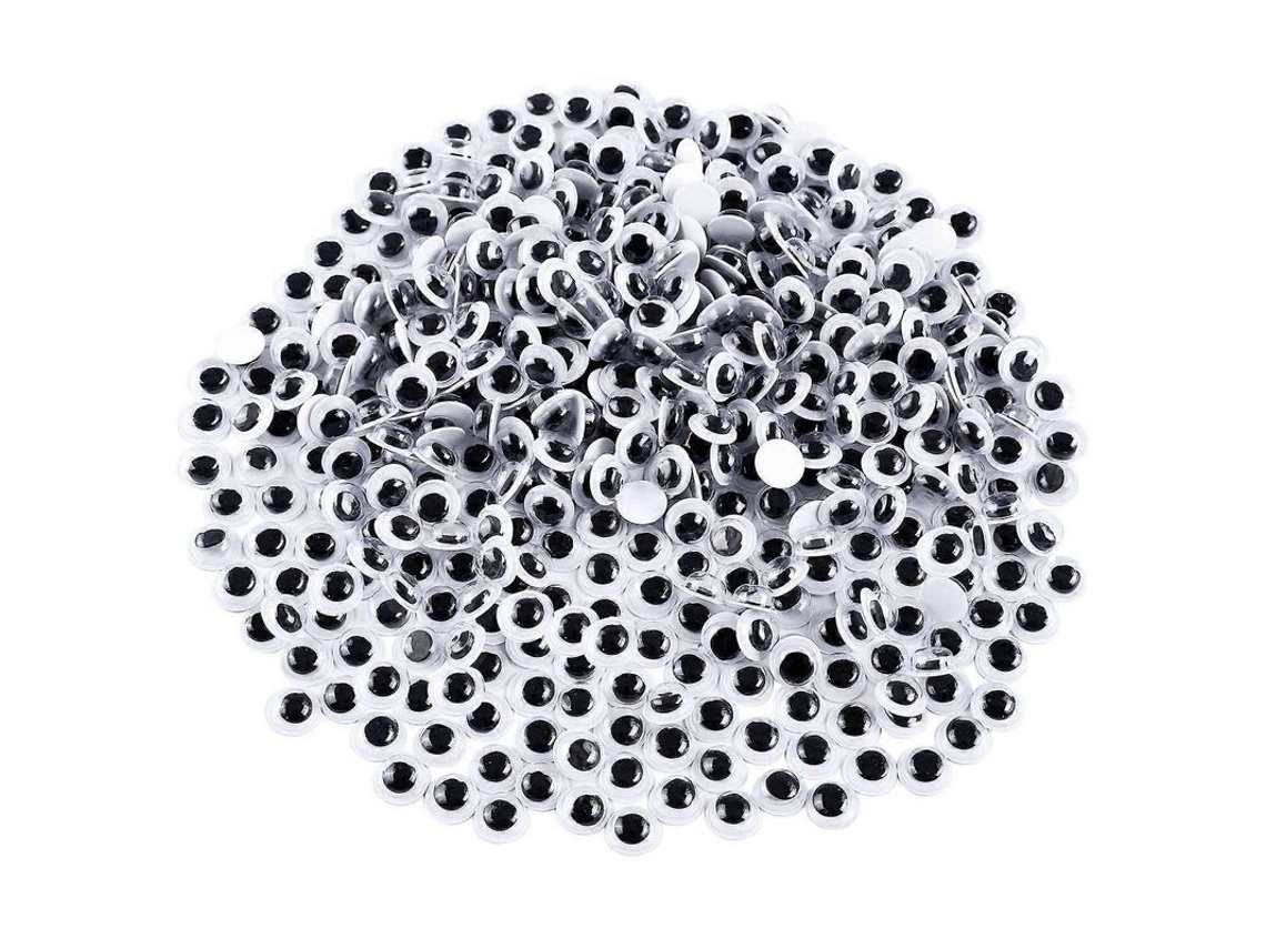 Olhos Móveis Diy De 6mm, 10 Pacotes (100 Por Pacote), Plástico, Adesivo No Verso, Para Artesanato E Decoração