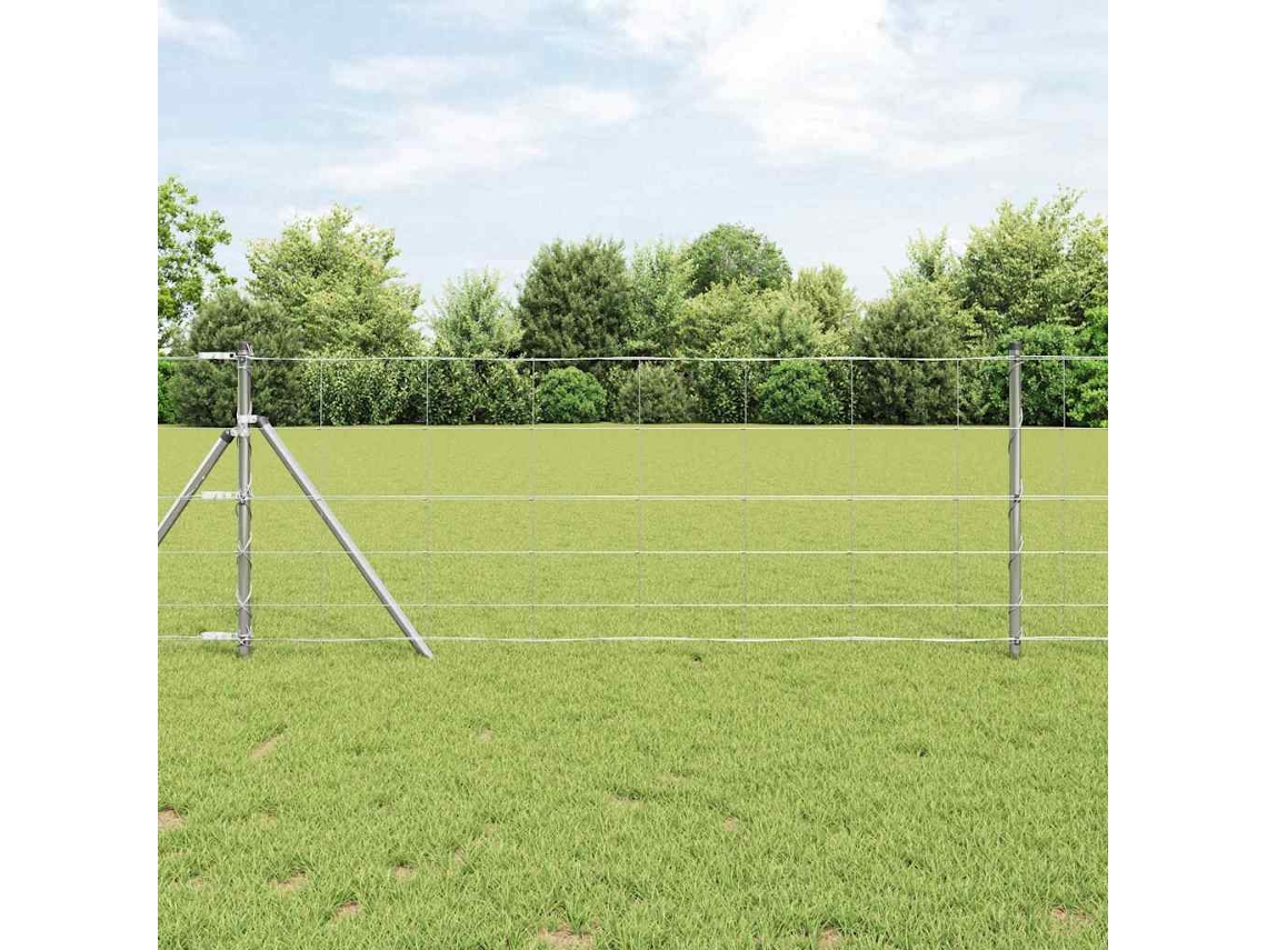 Vidaxl Cerca De Campo Prateado