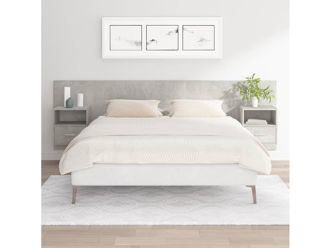 Bed Headboard With Cabinet, Bed Headboards With Cabinets Vidaxl Cinzeto Madeira Processada (n/a)