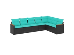 Conjunto de Sofá de Jardim, 7 Peças, Almofadas, Rattan Preto MAISON EXCLUSIVE