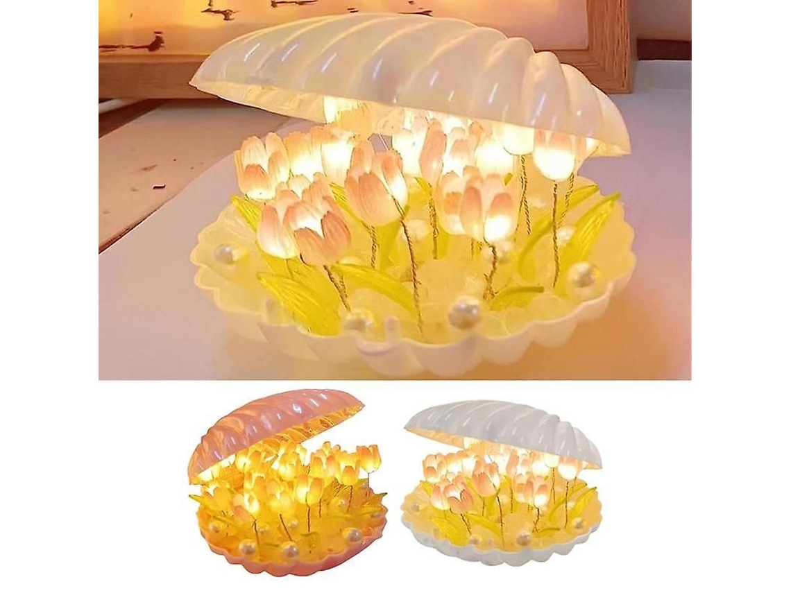 Luz De Noite De Tulipa Diy Material Lâmpada De Concha Artesanal Acessórios Para Fazer Em Casa Rosa