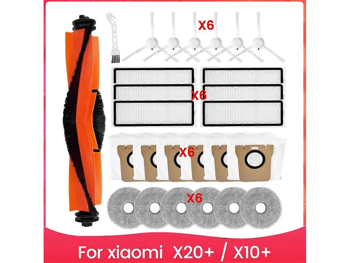 Conjunto De Acessórios Para Aspirador De Pó X20+ / X10+ - Peças De Reposição: Escova Lateral Principal, Filtro Hepa, Mop, Pano Para Limpeza.