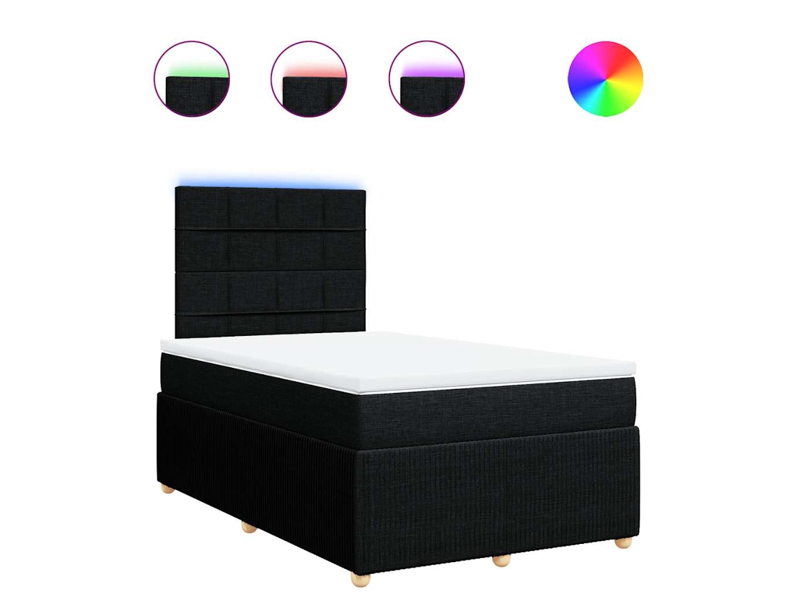 Conjunto 1 Cama Box Spring Vidaxl Preto Tecido (190 X 120 X 150.5 Cm)