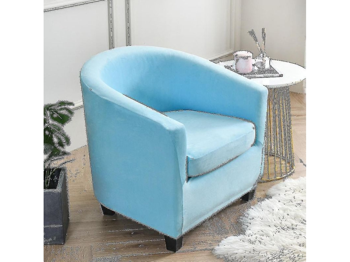 Funda Para Sillón De Salón Tela Elástica Protectora De Asiento Color Sólido Lavable A Máquina Lago Azul