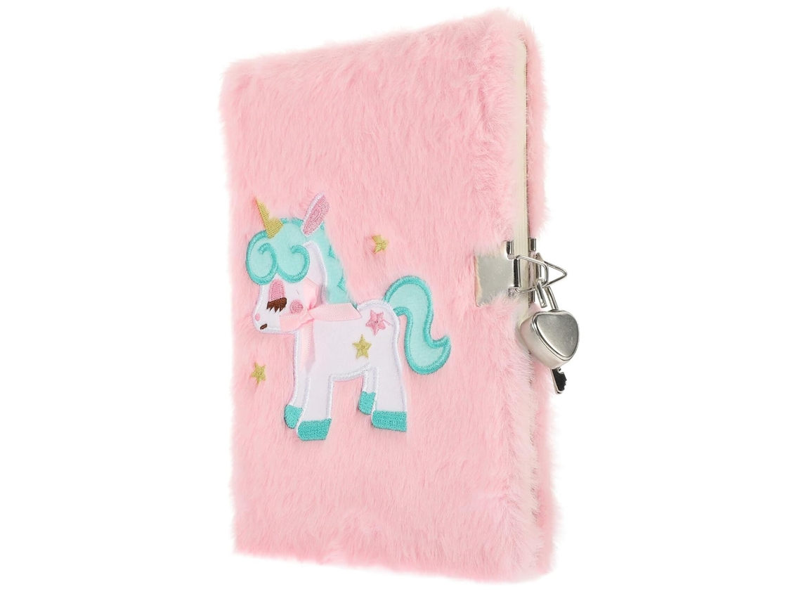 Caderno De Pelúcia De Unicórnio Com Cadeado E Chave, Tamanho A5, Diário Infantil Com Fechadura, Decorativo E Fofo