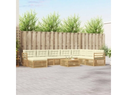 Vidaxl Conjunto De Sofás Para Exterior 9 Unid. Branco E Creme
