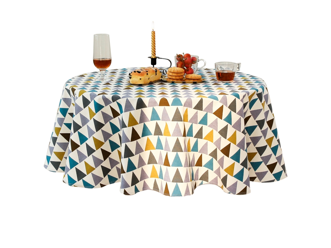 Toalha De Mesa Redonda 140cm Toalha De Mesa De Sarja Simples De Algodão E Linho