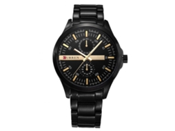 Reloj Cuarzo Hombre Acero Inoxidable Impermeable Moda Pulsera Ajustable Negro