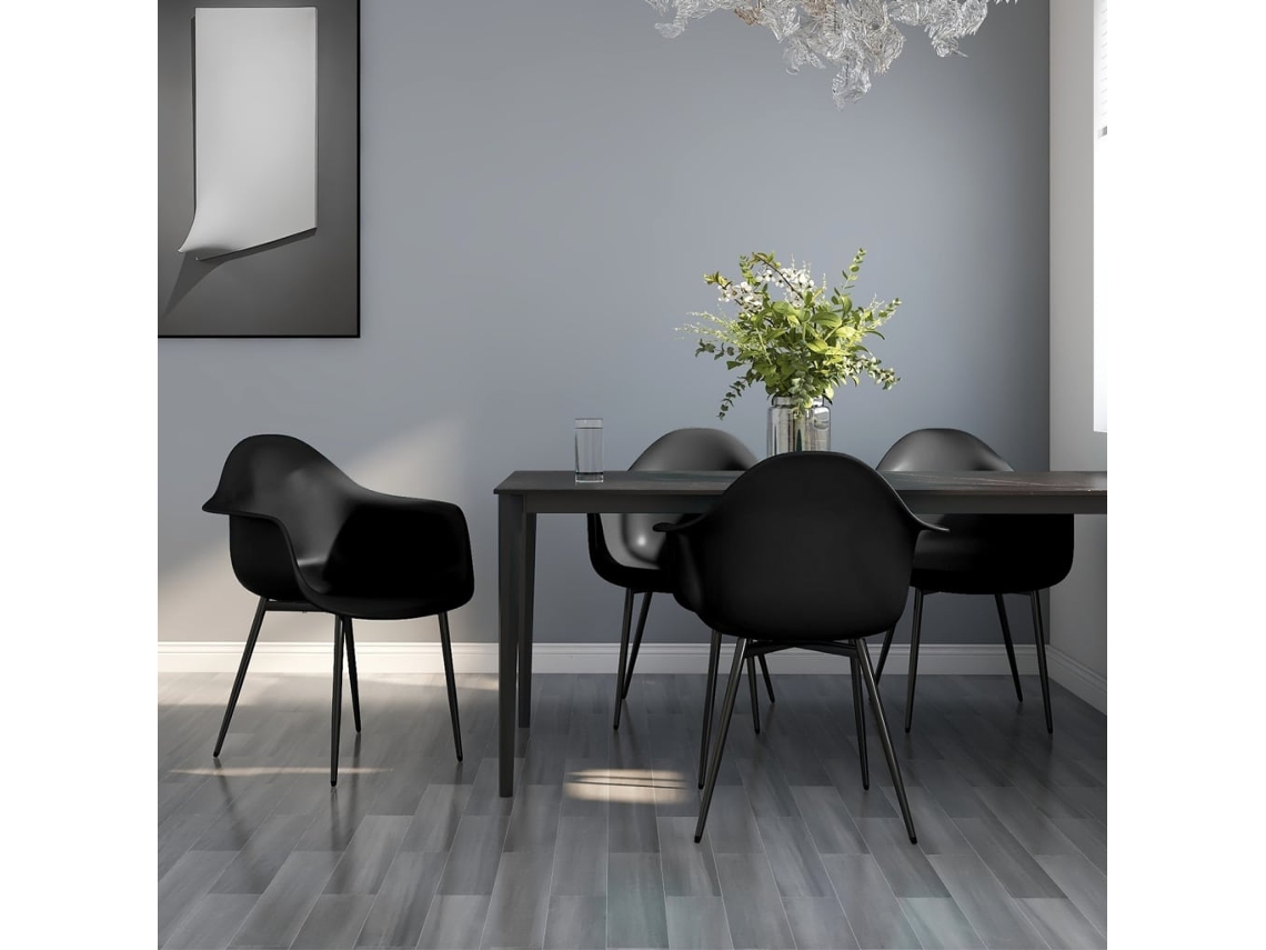 Vidaxl Cadeiras De Jantar 4 Pcs Pp Preto