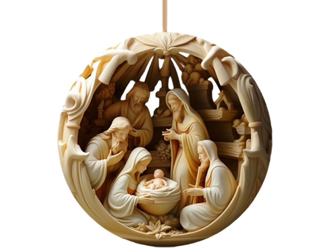 Enfeite De Natal Cristão Em Acrílico Para Árvore Da Natividade |
