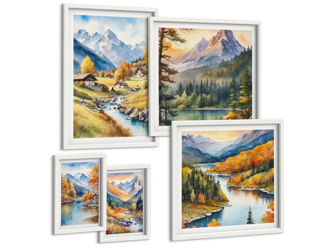 Conjunto De Pinturas Vistas Retrô De Paris E Londres Moldura Branca Imagens Para Um Quarto Infantil Espelharte (conjunto De 5 Imagens)