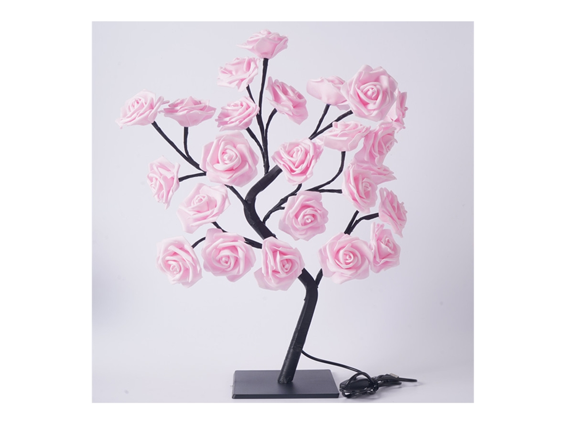 Lâmpada Led Bonsai Mesa Usb 24 Luzes Rosa Natal Decoração