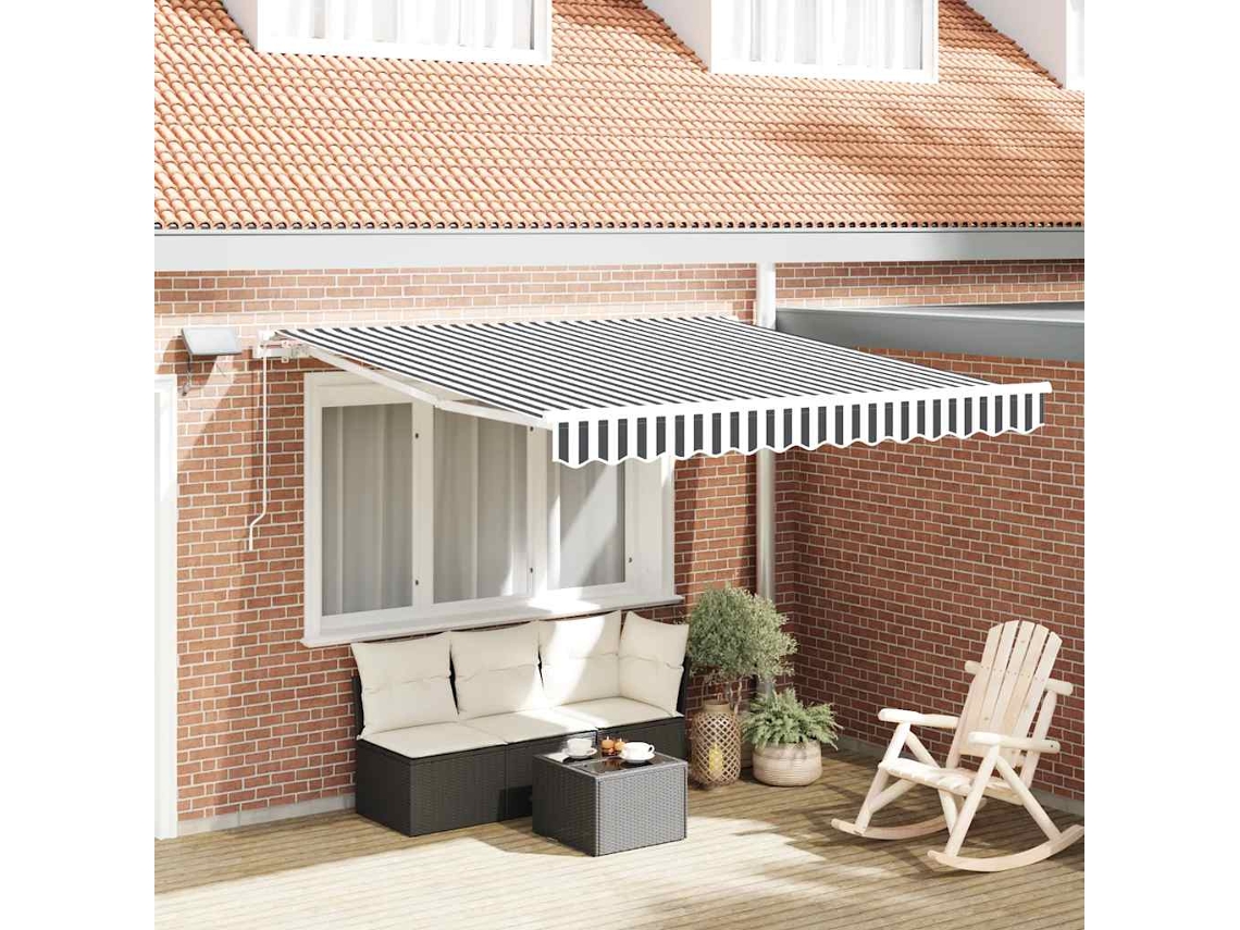 Vidaxl Toldo Retrátil Manual Com Luzes Led 300x250 Cm Antracite/branco