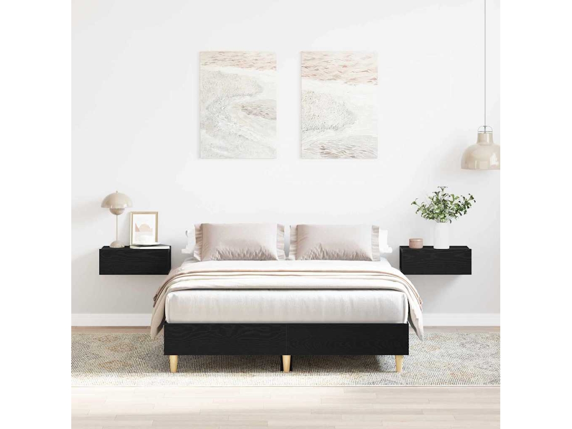 Vidaxl Estrutura da Cama Carvalho Preto 193 X 138 X 25 Cm