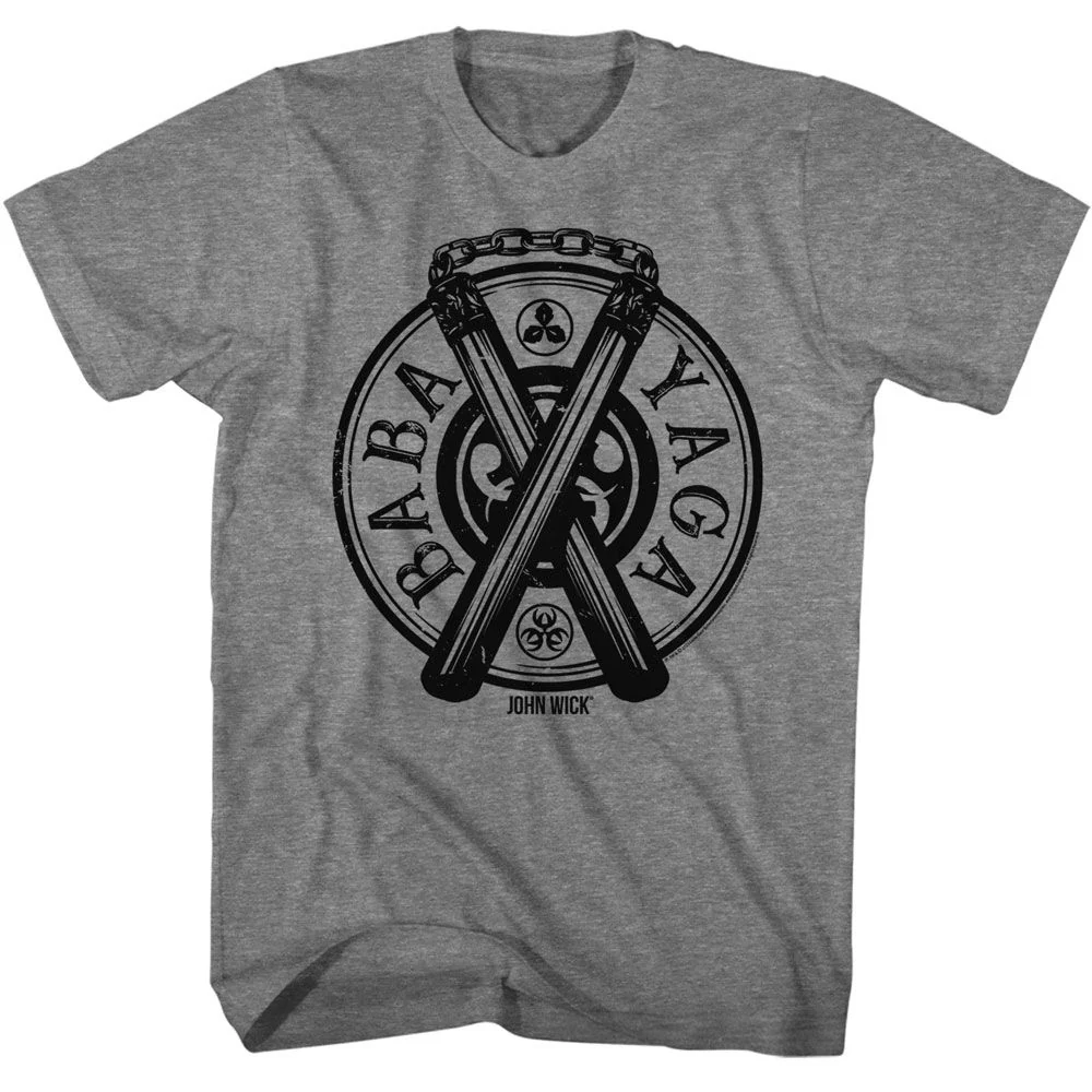 Rockinstone John Wick Baba Yaga Badge Solid Graphite Adult T-shirt Size:xxxl