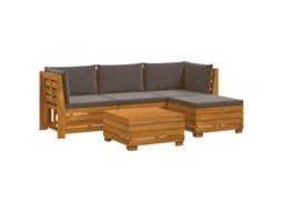 Maison Exclusive - Conjunto De Sofás Para Exterior Com Almofada 5 Peça Castanho
