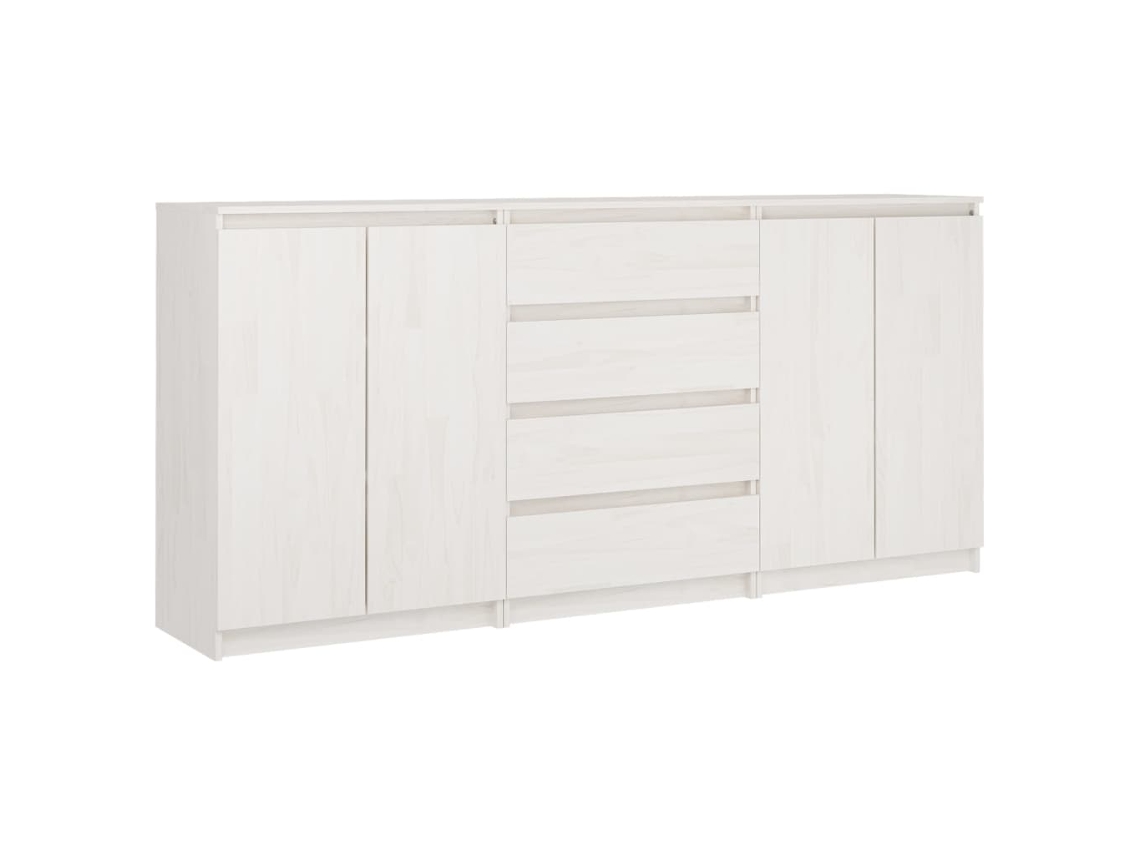 Armários de Apoio 3 Peças Pinho Maciço Branco MAISON EXCLUSIVE
