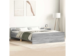 Vidaxl Estrutura De Cama C/ Painéis De Cabeceira E Pés Cinzento Sonoma