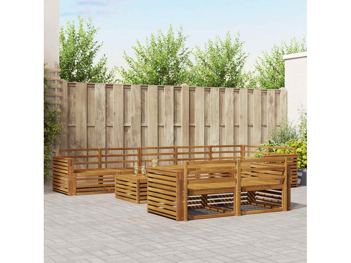 Vidaxl Conjunto De Sofás Para Exterior 9 Unid. Natural