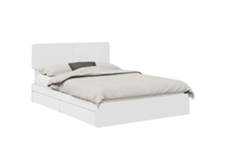 Cama com Armazenamento Branco 140x190 cm Madeira Processada MAISON EXCLUSIVE