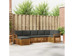 Vidaxl Conjunto De Sofás Para Exterior 7 Unid. Natural E Antracite