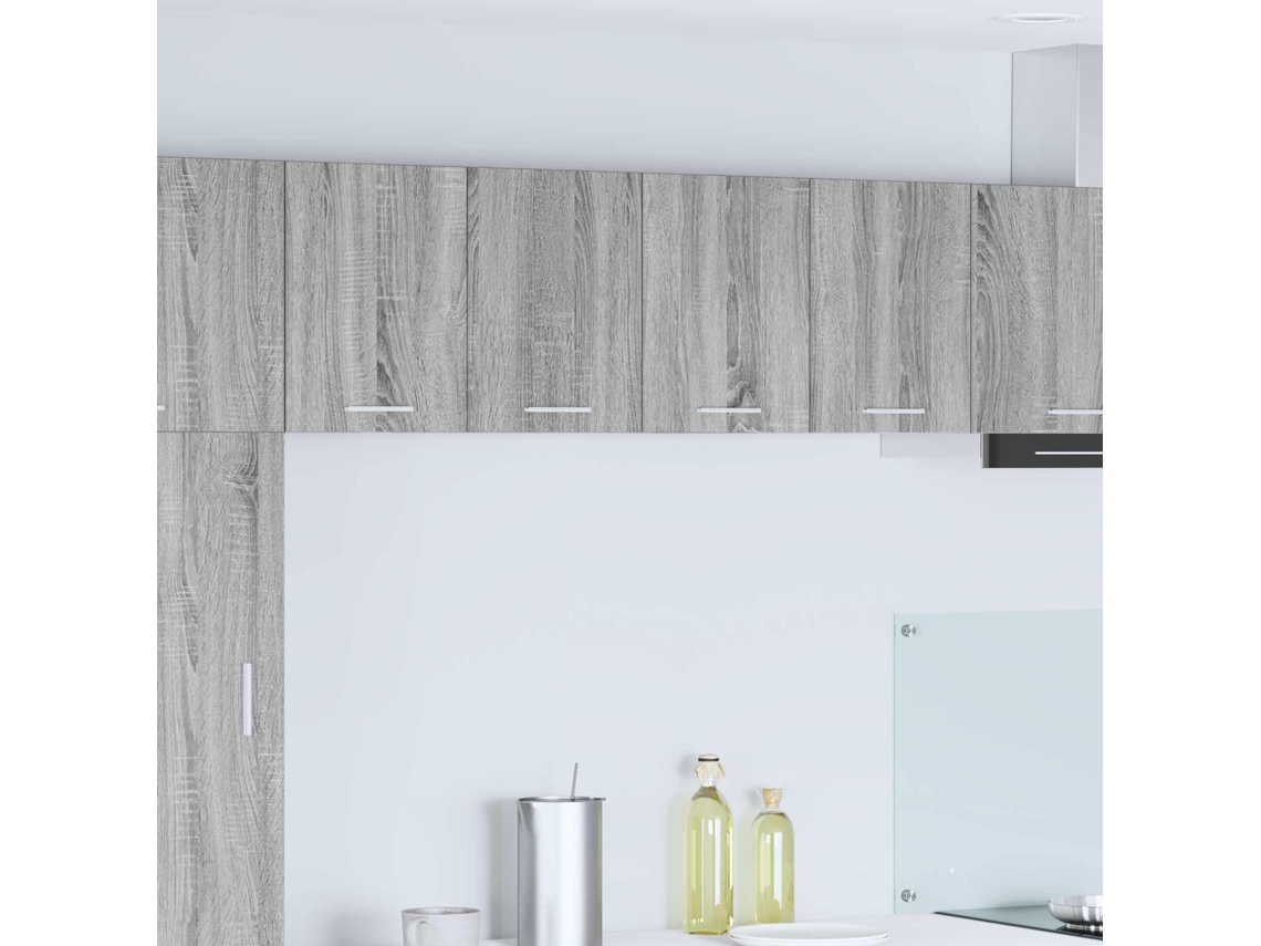 Vidaxl Armário Suspenso 2 Unid. Cinza Sonoma E Branco