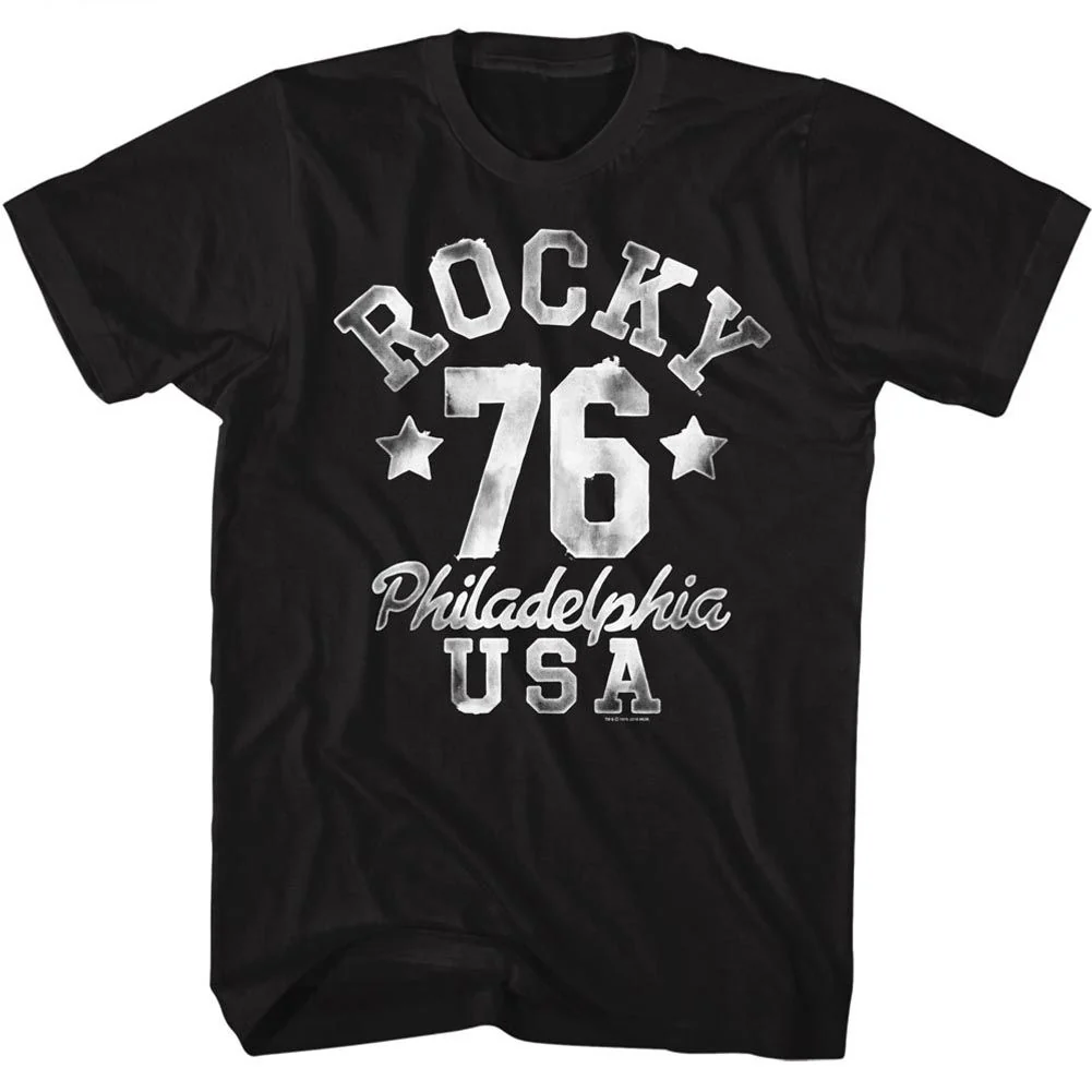 Unisex Adult T-shirt Rockinstone Rocky Movie Splotch Black Sizexxxl